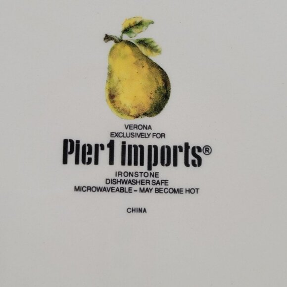 Pier 1 Verona Dinner Plate, Autumn Fruits, Pear Apple Leaves, Fall Kitchen Decor - Picture 8 of 11